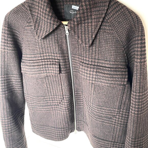 Rails Cheyenne Houndstooth Zip Jacket Brown Wool Blend Womens S - Picture 4 of 13